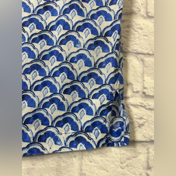 Sigrid Olsen Blue and White Linen Top. VNeck. Size Medium. 100% Linen. - Picture 8 of 8